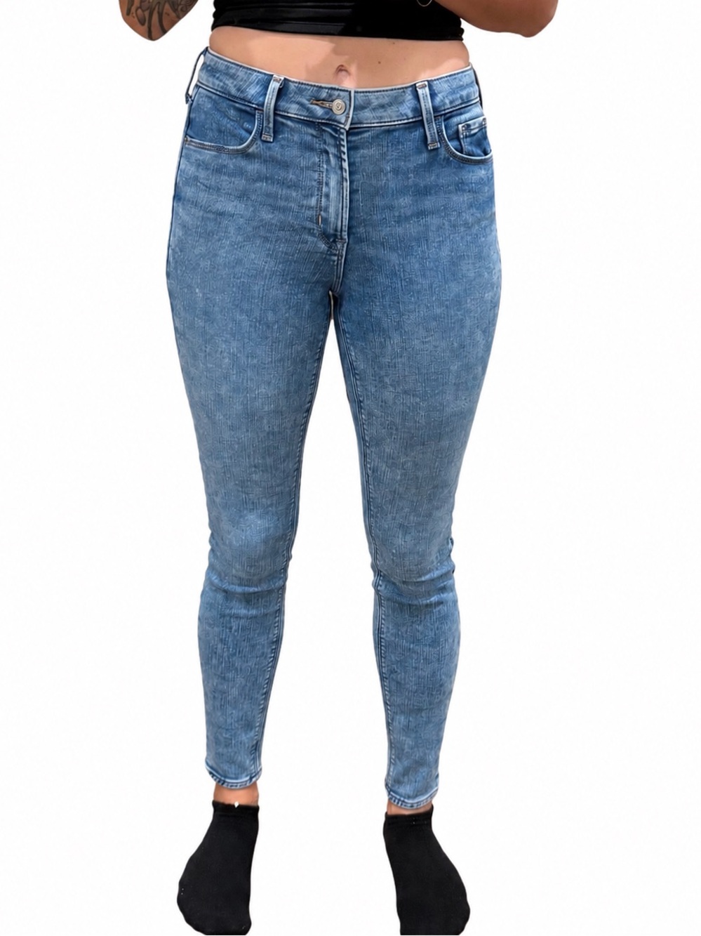 Old Navy Rockstar High-Rise Super Skinny Built in Warm Jeans in Light Blue